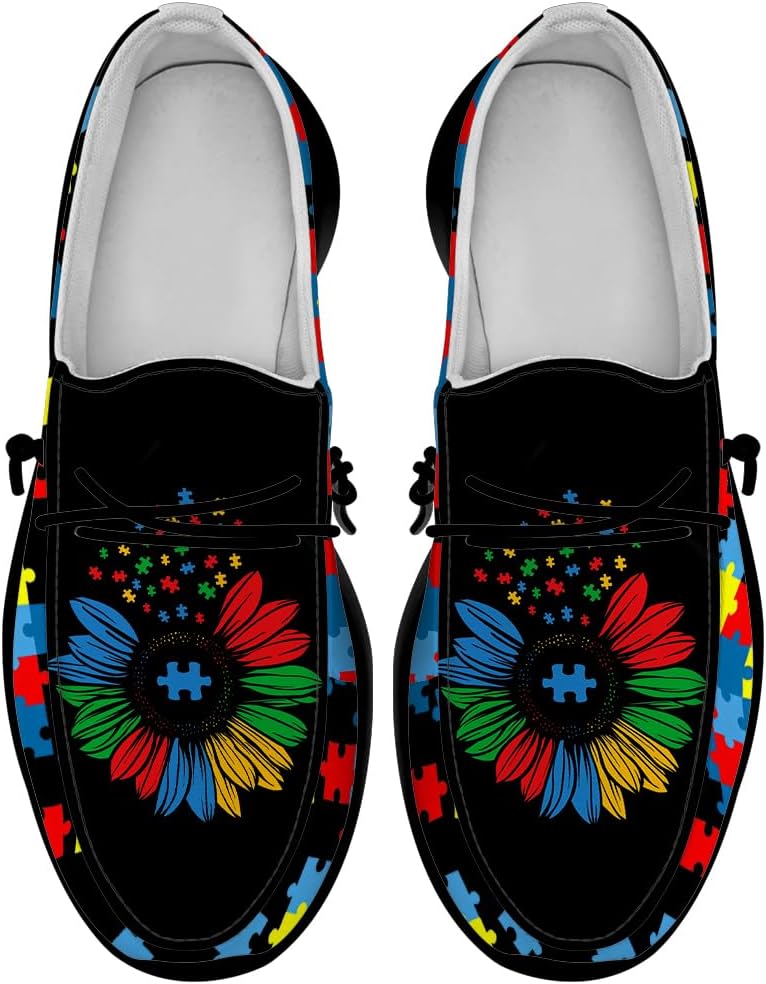 

Лоферы Quorax для женщин и мужчин, обувь для людей с аутизмом, слипоны, подарки в поддержку осведомленности об аутизме для мужчин и женщин, черный/красный/синий