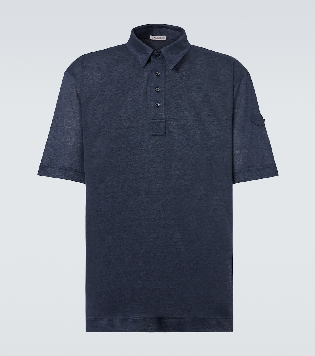 

Льняная поло с логотипом Moncler, Blue Space