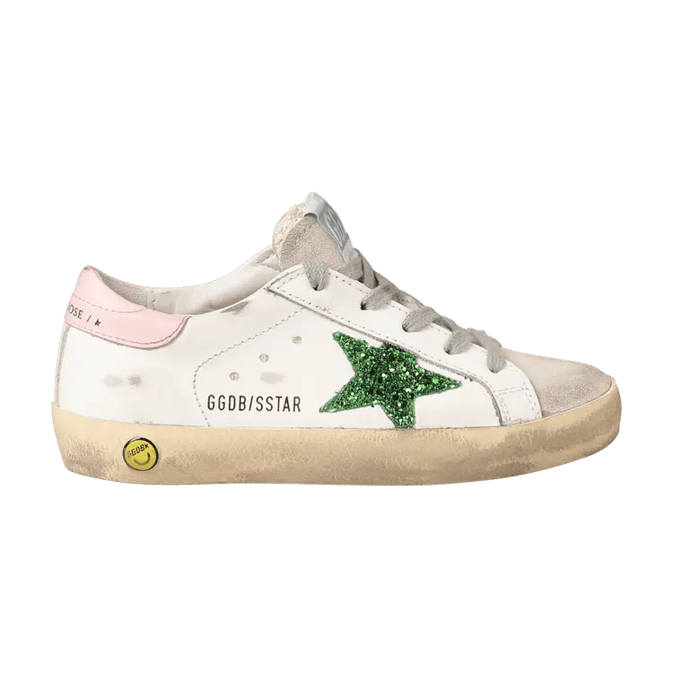

Кроссовки Golden Goose Superstar Kids White Emerald Green Glitter, белый