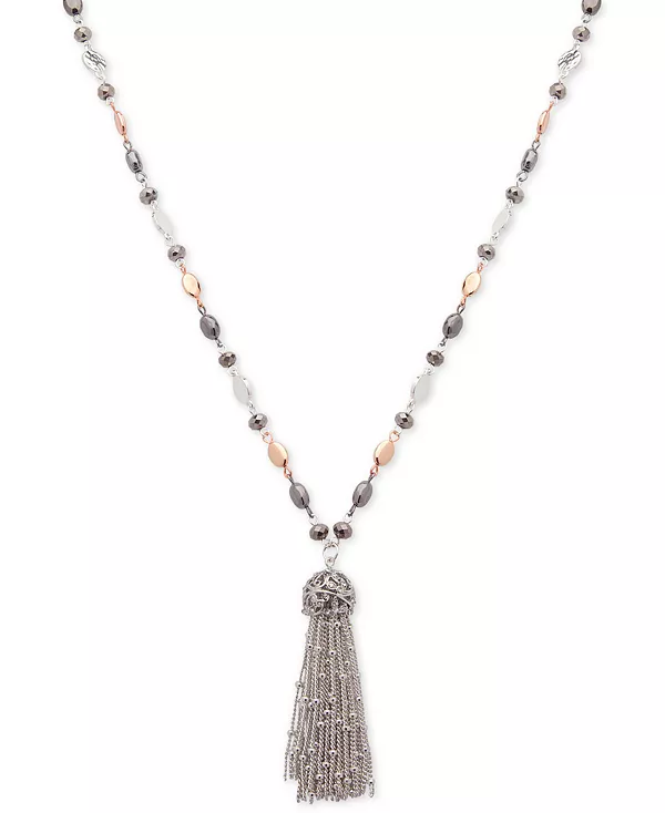 

Ожерелье с длинной кисточкой из трехцветных металлических бусин Nine West, multi