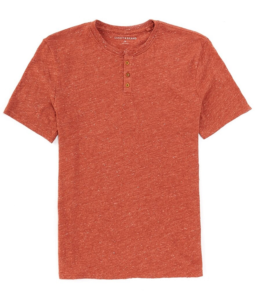 

Футболка Henley из смесового льна Lucky Brand с короткими рукавами, оранжевый
