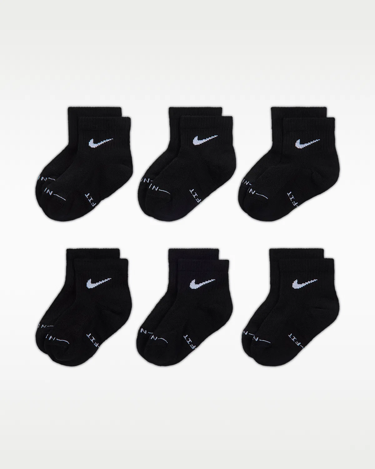 Детские носки Nike Dri-FIT Elevated Everyday (6 пар), Black/White — фото 2