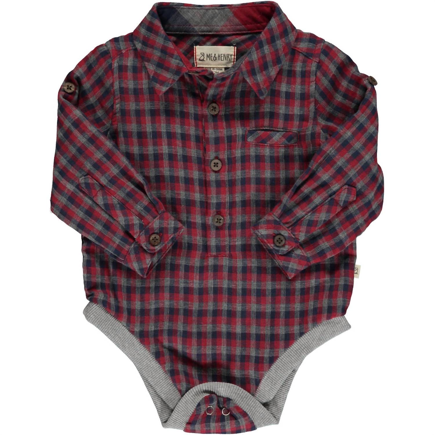 

Детский вязаный комбинезон Jasper Multi Plaid в красном цвете ME & HENRY