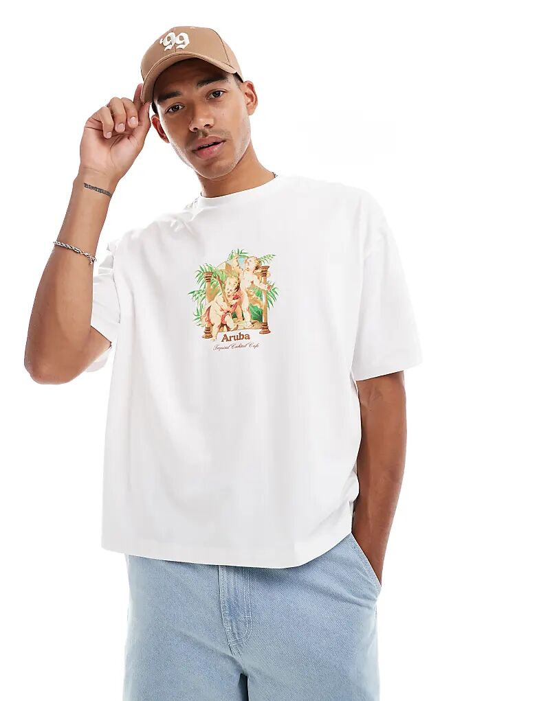 

Футболка оверсайз белого цвета с принтом в виде херувима на груди ASOS DESIGN