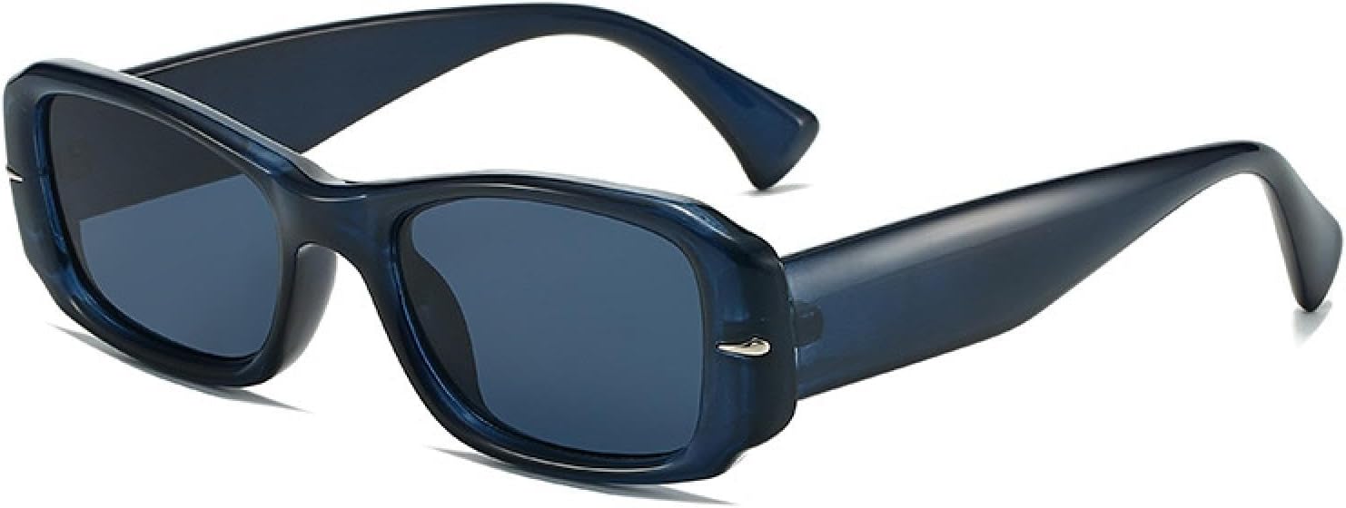 

Популярные модные прямоугольные солнцезащитные очки для женщин в стиле панк с заклепками, градиентной защитой от УФ-излучения, для мужчин в стиле ретро TVTBBVV, Dark Blue Blue