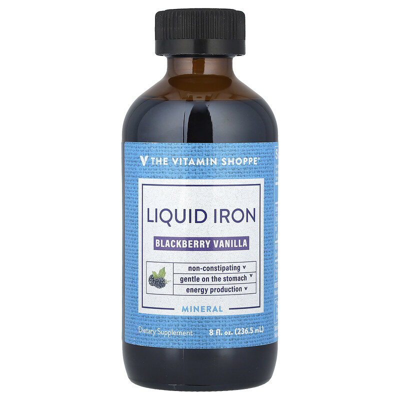 

The Vitamin Shoppe, Liquid Iron, ежевика и ваниль, 236,5 мл (8 жидк. Унций)