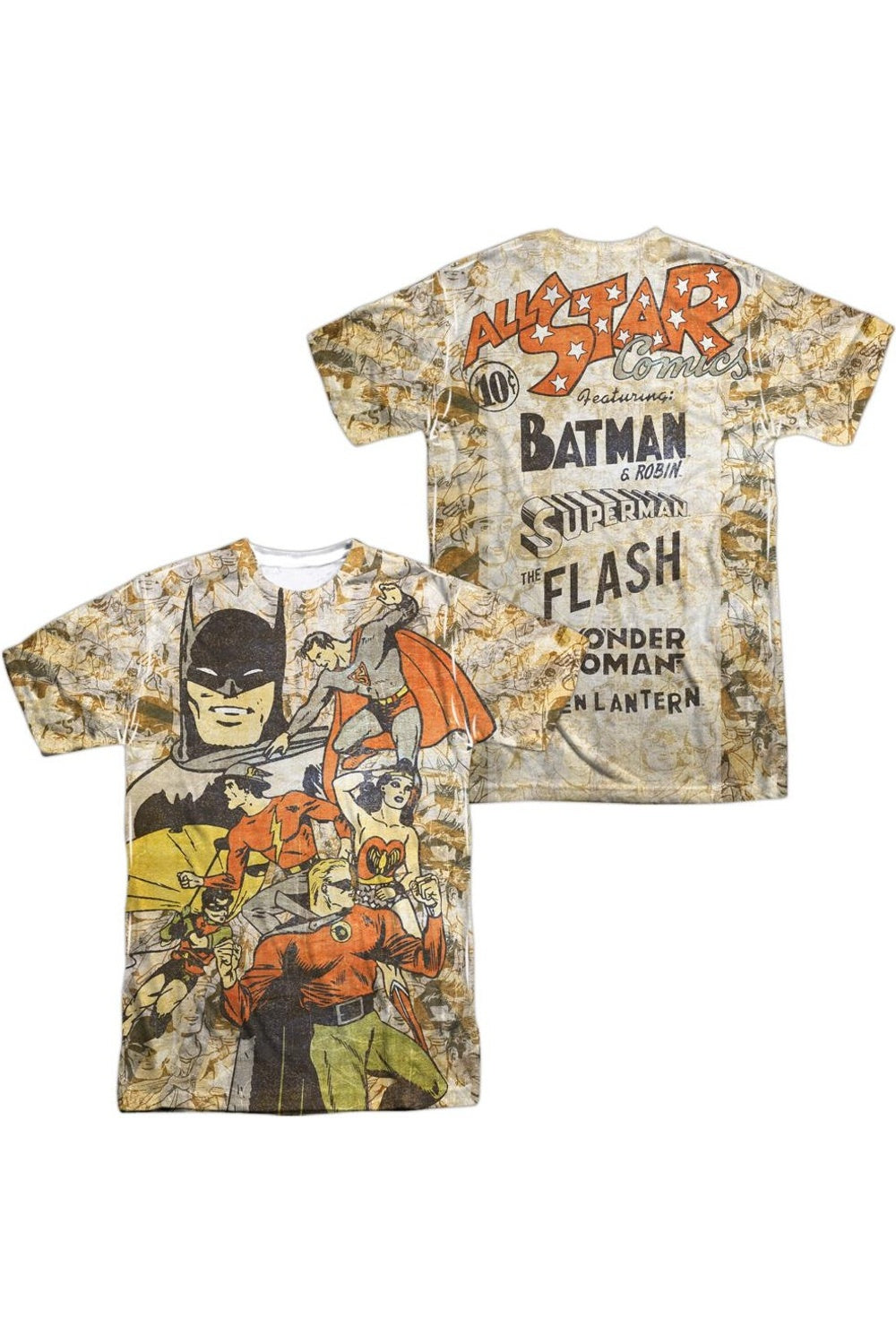 

Футболка с коротким рукавом из полиэстера для взрослых DC Comics All Stars (принт спереди/сзади) Gildan, белый