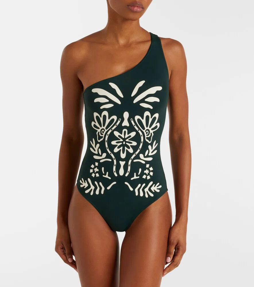 Купальник с принтом Gemme на одно плечо Eres, зеленый — фото 2