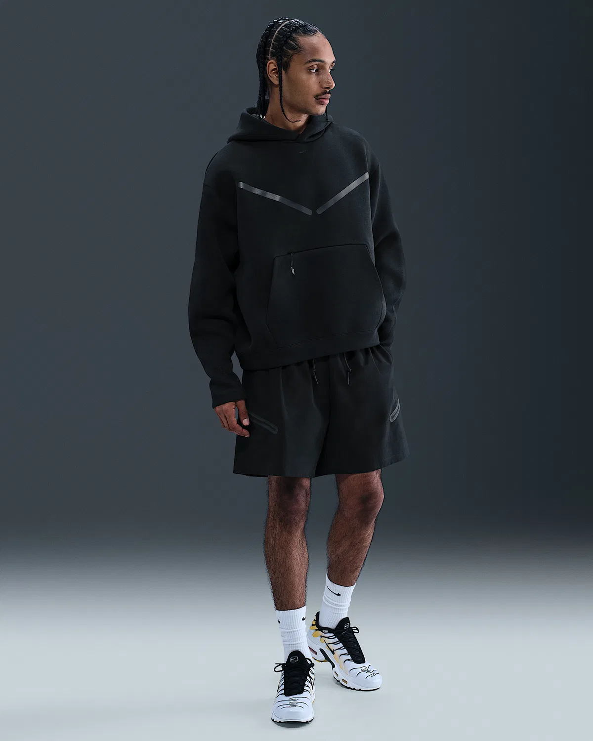 Мужская худи с отражающими элементами Nike Tech, Black/Black — фото 4