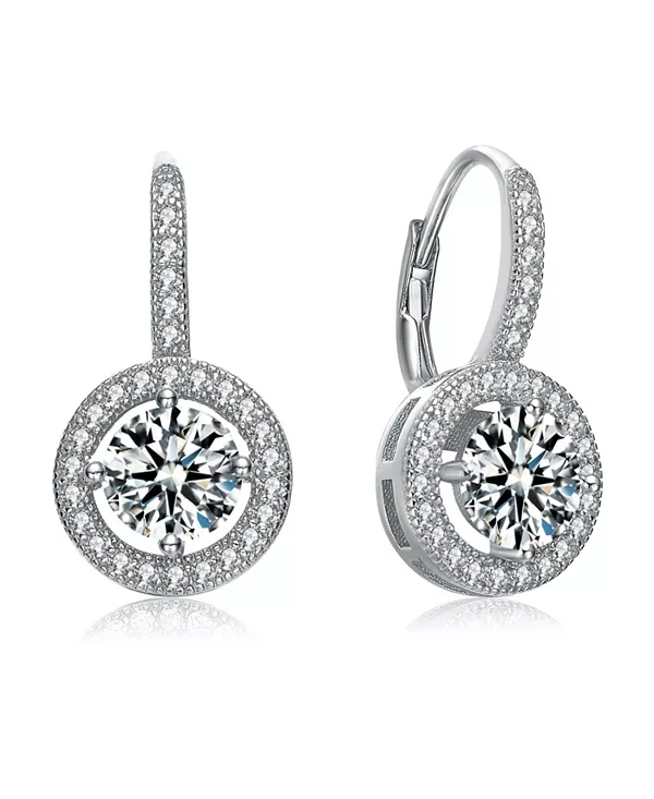 

Серьги-Гвоздики из стерлингового серебра с покрытием из белого золота и круглыми кубическими цирконами Genevive, white