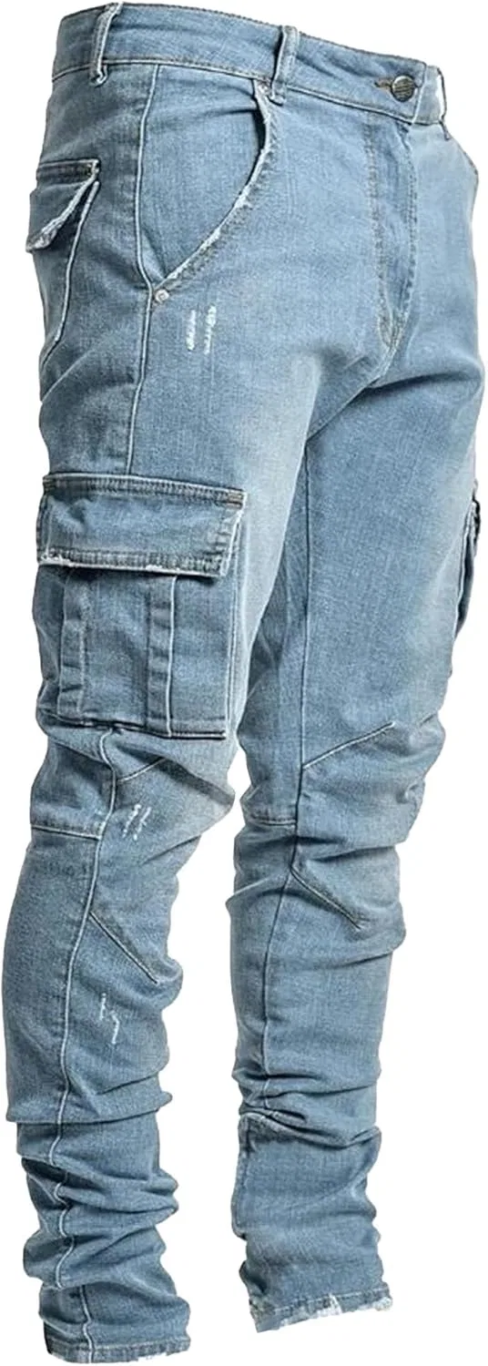 Джинсы скинни, поврежденные, Light Blue
