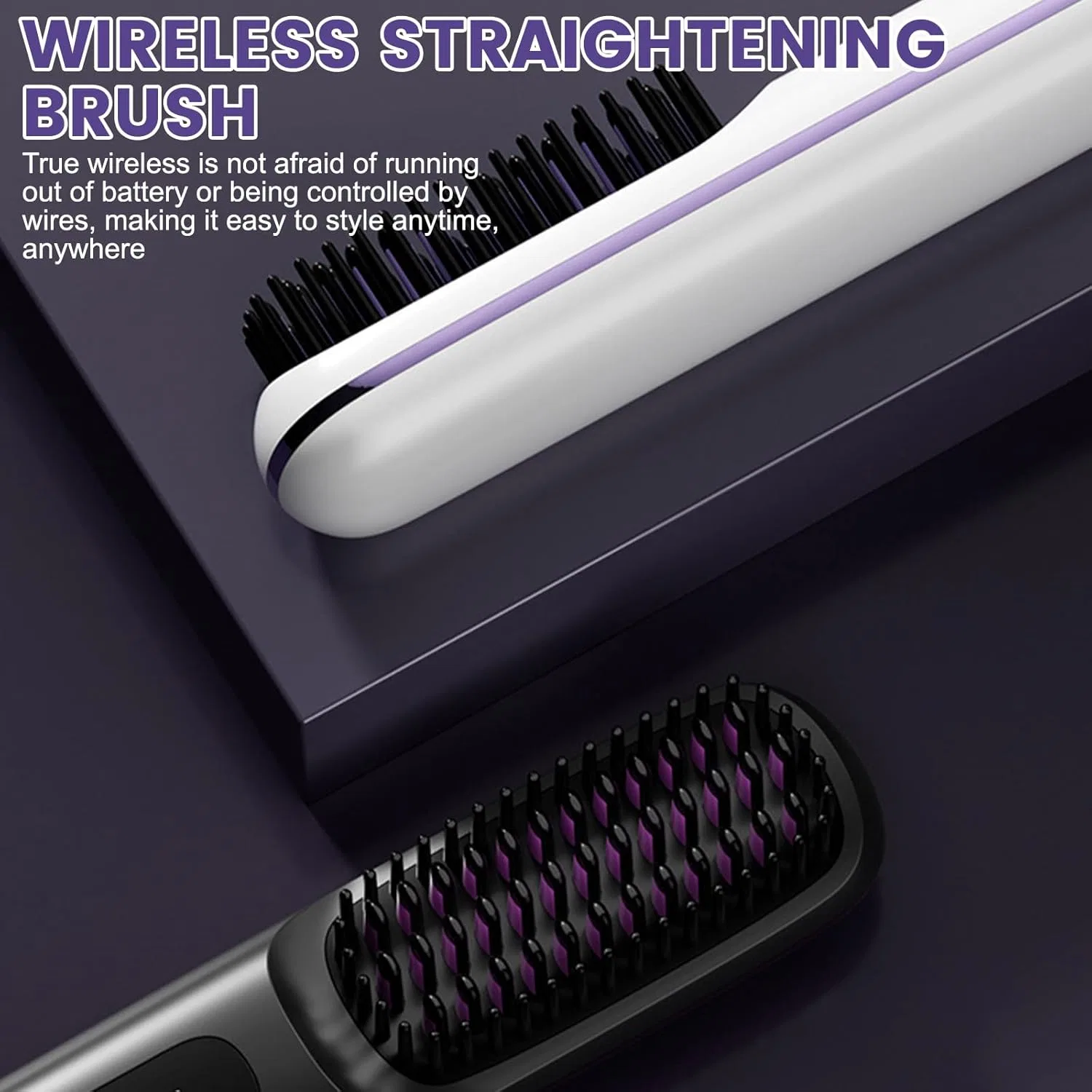 Беспроводная расческа-выпрямитель Go Brush Pro для коротких волос, черная Dewppxi, Black (Black-B) — фото 2
