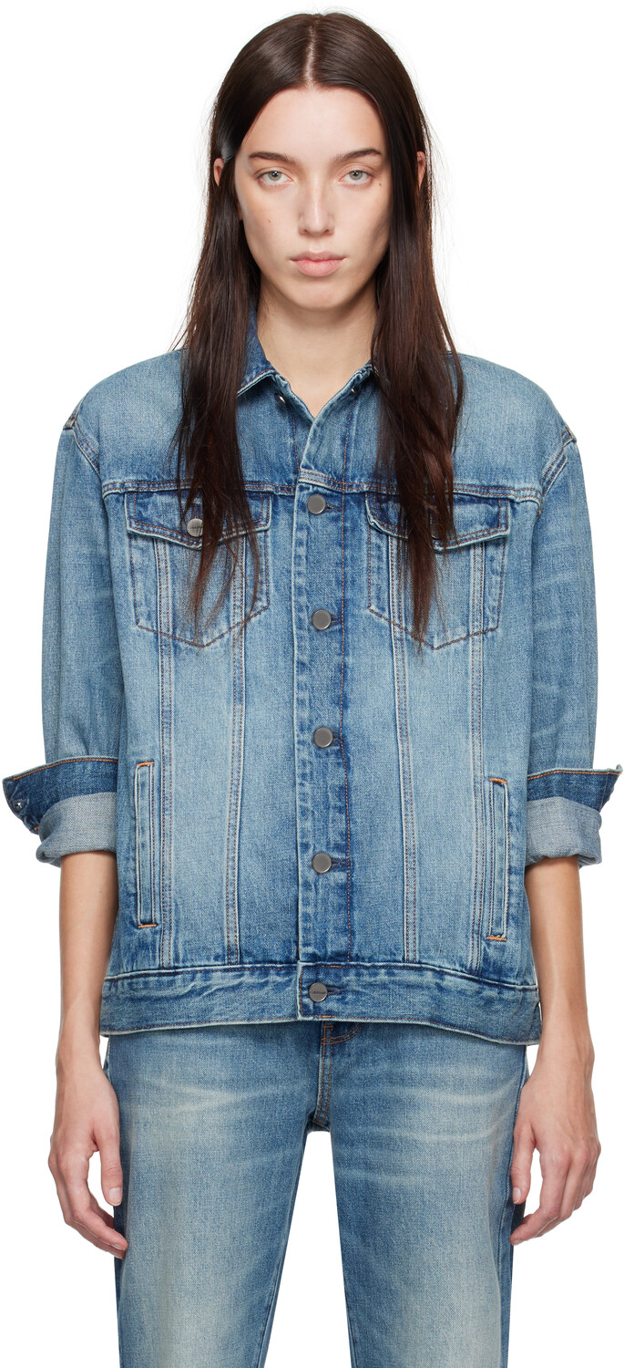 

Удлиненная джинсовая куртка Trucker Blue Halo Selvedge Calvin Klein