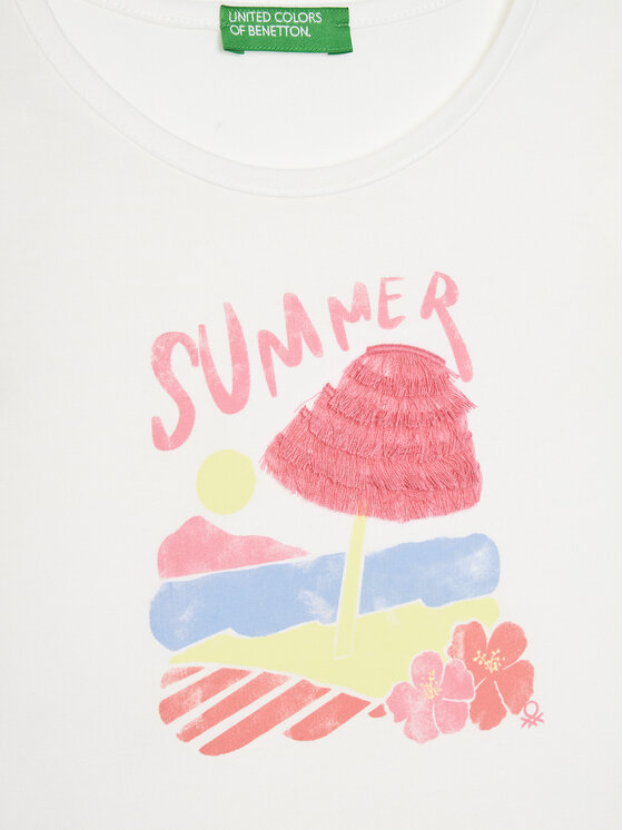 Футболка обычного кроя 3I1XG10JK United Colors Of Benetton, белый — фото 3
