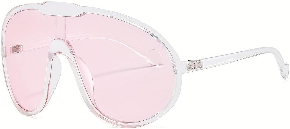 

Женские солнцезащитные очки в стиле панк, большие оправы, винтажные велосипедные солнцезащитные очки, мужские солнцезащитные очки в стиле ретро с градиентным покрытием KTUCN, Clear Pink