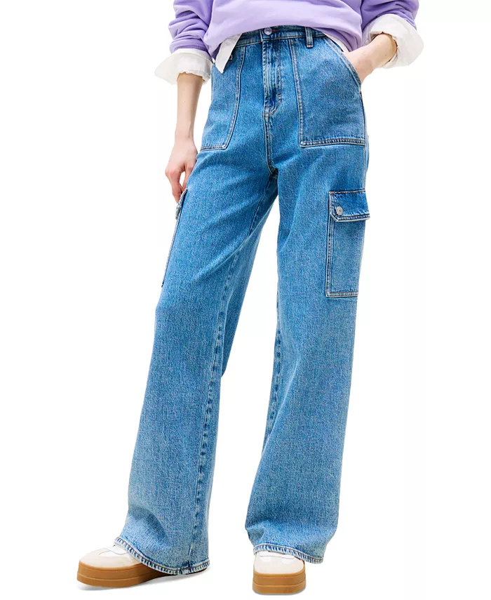 

Женские джинсы-карго Claire с высокой талией и широкими штанинами Tommy Jeans, синий