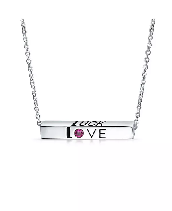 

Ожерелье с надписью «Любовь, удача, единство» с горизонтальным расположением букв в форме буквы «Имя» из стерлингового серебра с красными кристаллами Bling Jewelry, silver