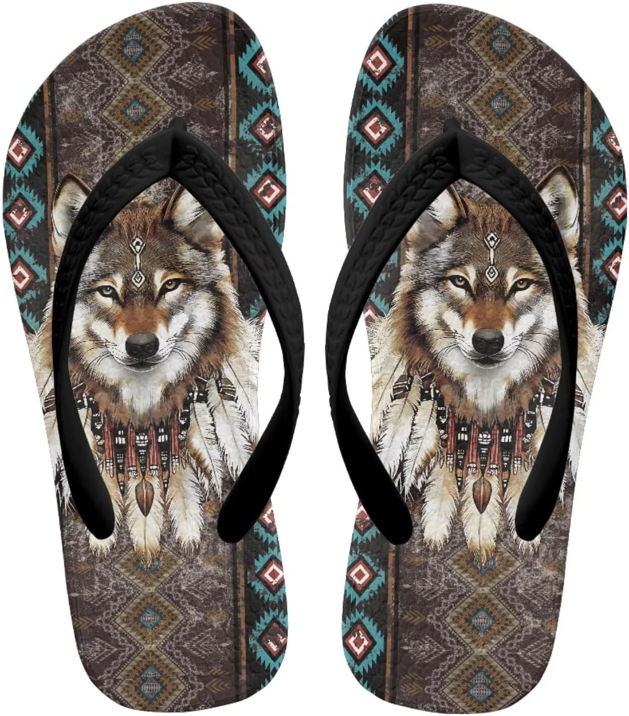 

Детские сандалии с милыми животными, летние босоножки с нескользящей подошвой, для бассейна, дышащие, для душа, спортивные шлепанцы Chririnla, Tribal Wolf