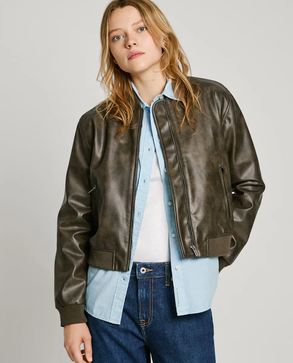 

Женская водонепроницаемая куртка-бомбер Pepe Jeans, темно-зеленый