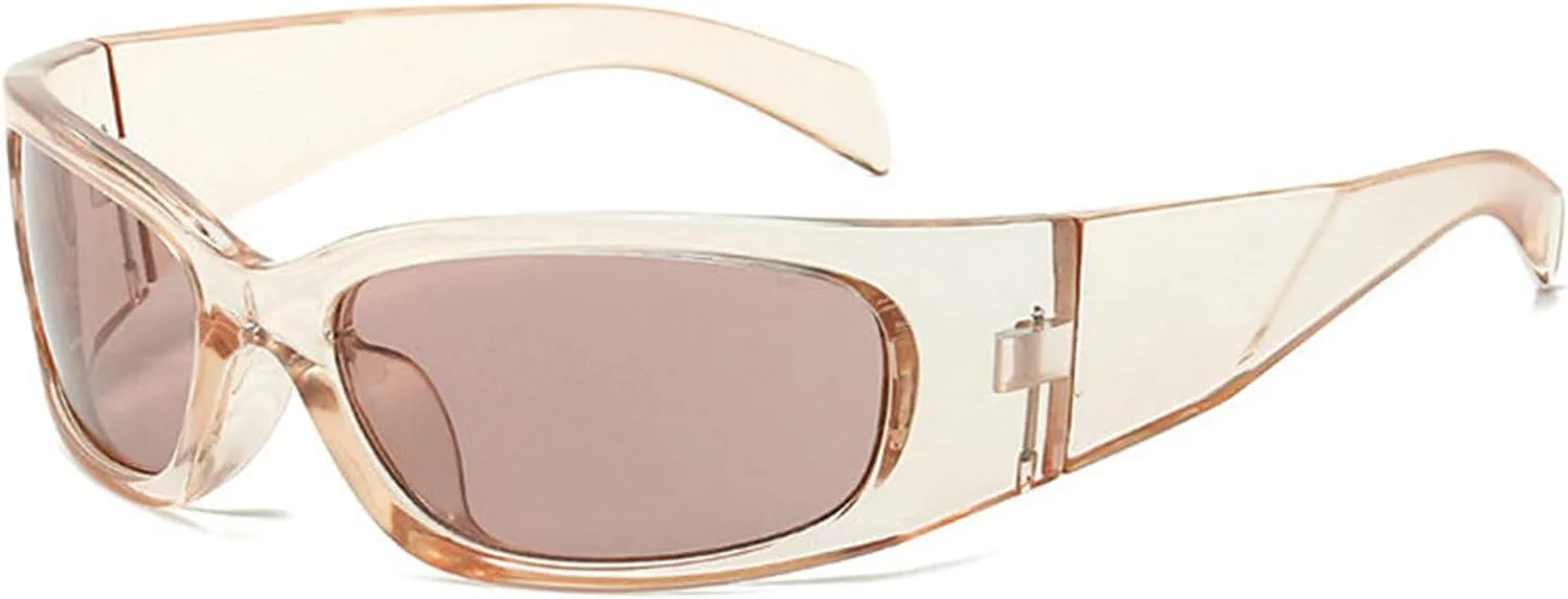 

Willochra Модные панк-очки Y2k Овальные солнцезащитные очки для женщин, обтекаемая форма, очки в стиле 2000-х, защита от ультрафиолета UV400, женские очки F27, Brown