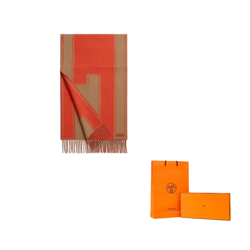 

HERMES Кашемировый вязаный шарф женский алый, Vermilion