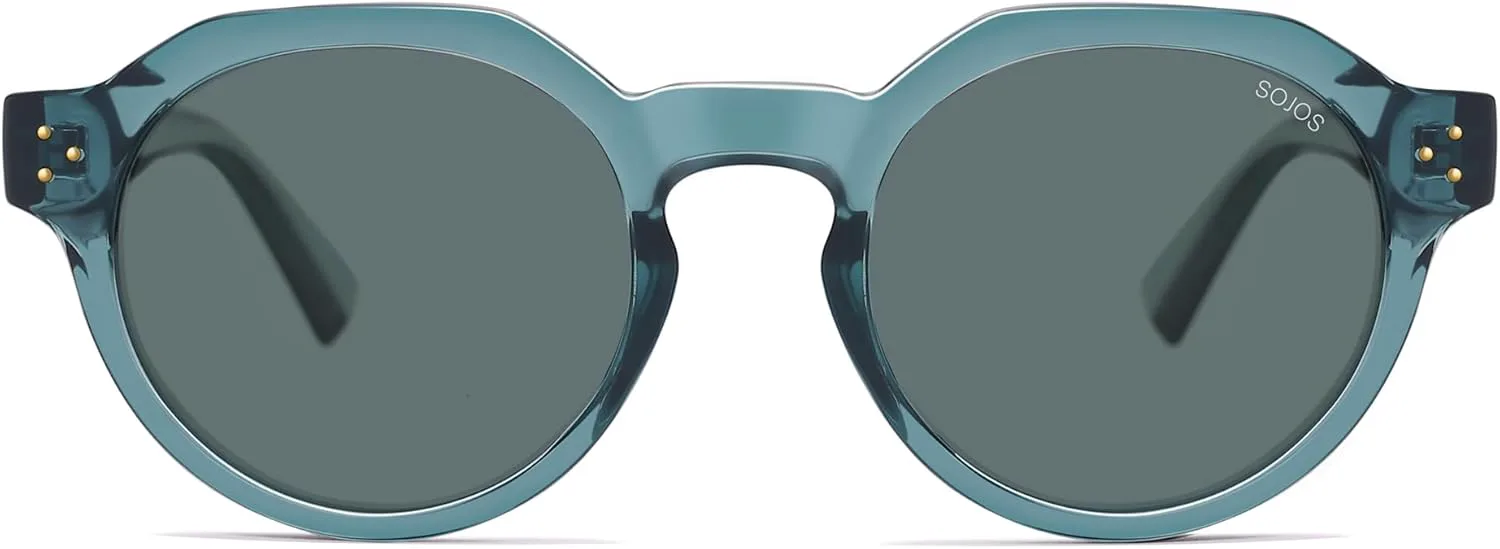 

Солнцезащитные очки SOJOS Retro Polarized для женщин и мужчин, винтажные круглые солнцезащитные очки в стиле 90-х с защитой UV400 SJ2623, Transparent Blue/Grey
