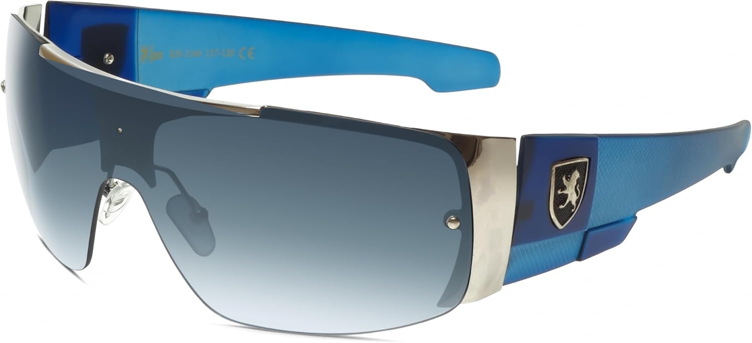 

Солнцезащитные очки Calabria KN Metal Rectangle Semi-Rimless Sunglasses Wrap Around Men Women Trendy Fashion High Contrast UV Protection Sunnies, Gunmetal Silver Cobalt Blue Crystal