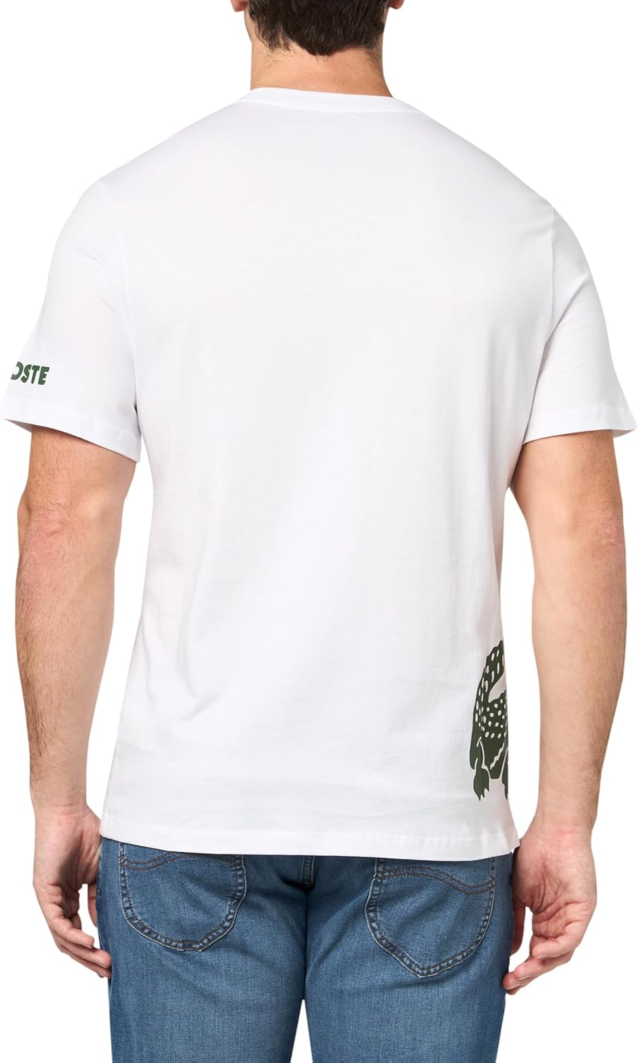 Мужская пижамная футболка Lacoste с принтом крупного крока (эксклюзивно на Amazon), White/Thyme — фото 2