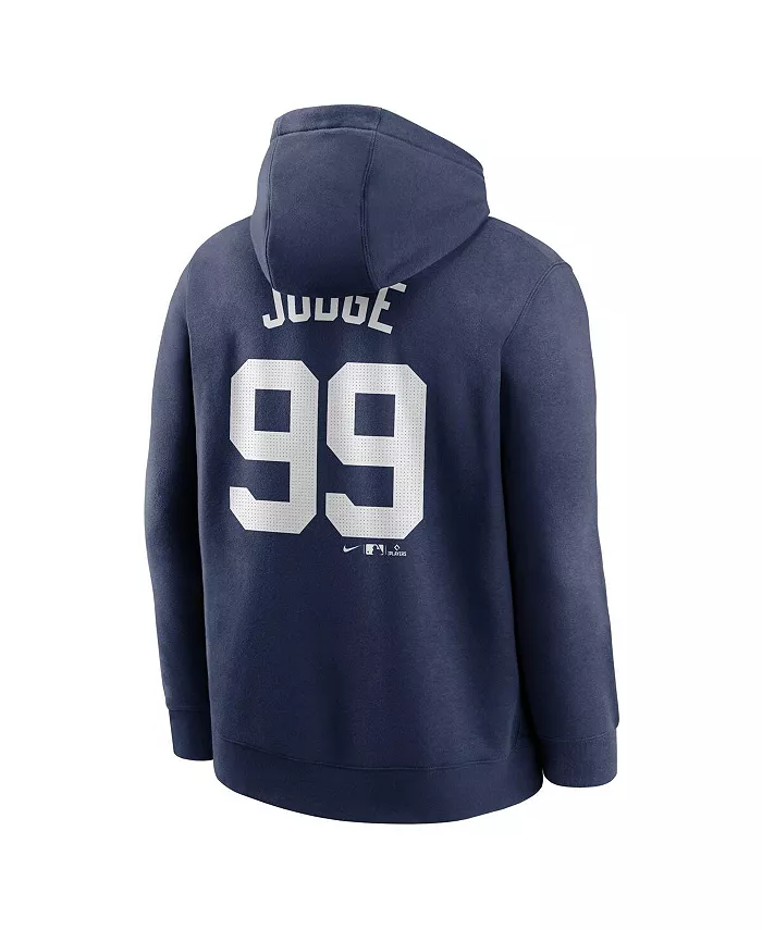 Мужская толстовка с капюшоном Aaron Judge синего цвета New York Yankees с именем игрока и номером клуба Nike — фото 2