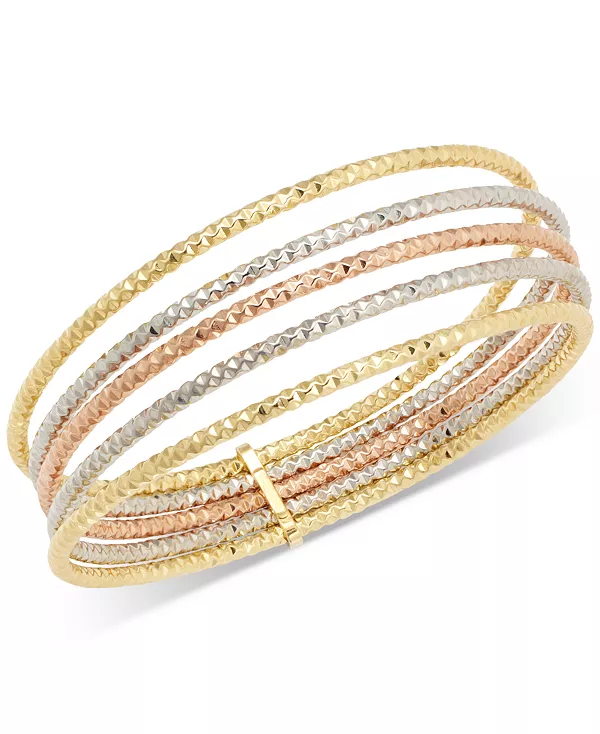 

Многослойный текстурированный браслет из трехцветного золота 10 карат Macy'S, tri-color