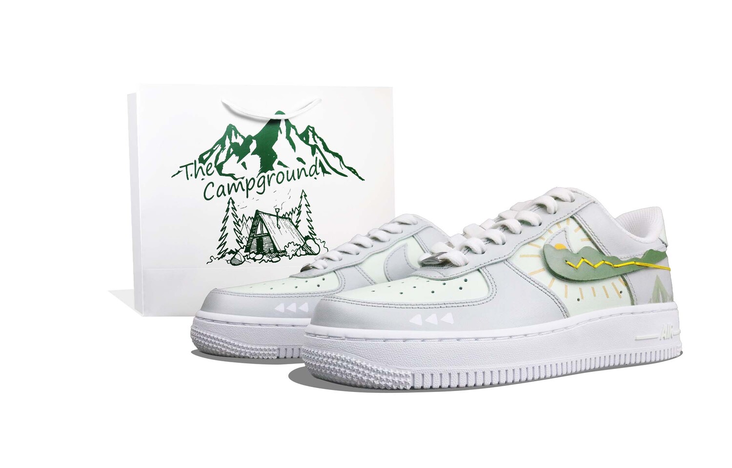 

Кроссовки Nike Air Force 1 Skateboard Shoes Women's Low-Top Green Gray White