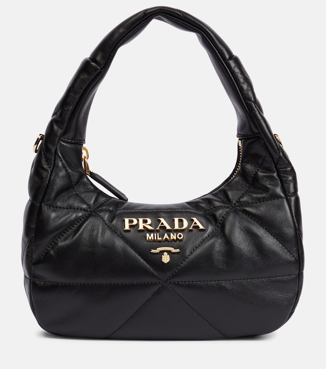 

Мини-сумка-тоут из стёганой кожи Prada, черный