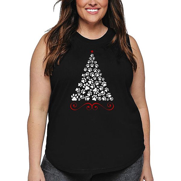 

Футболка с принтом Paw Christmas Tree для женщин Plus Size La Pop Art, Black