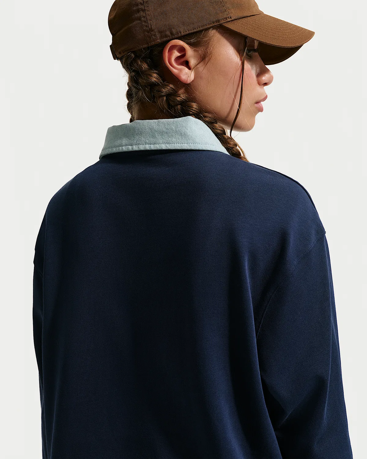 Длинный поло Nike Sportswear Collection для старших детей (девочек), Midnight Navy/Light Armory Blue/Midnight Navy — фото 2