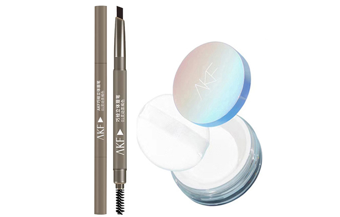 

Набор косметики для женщин AKF, светло-Translucent Control Oil-Control Loose Powder 10g+01 Lively коричневый