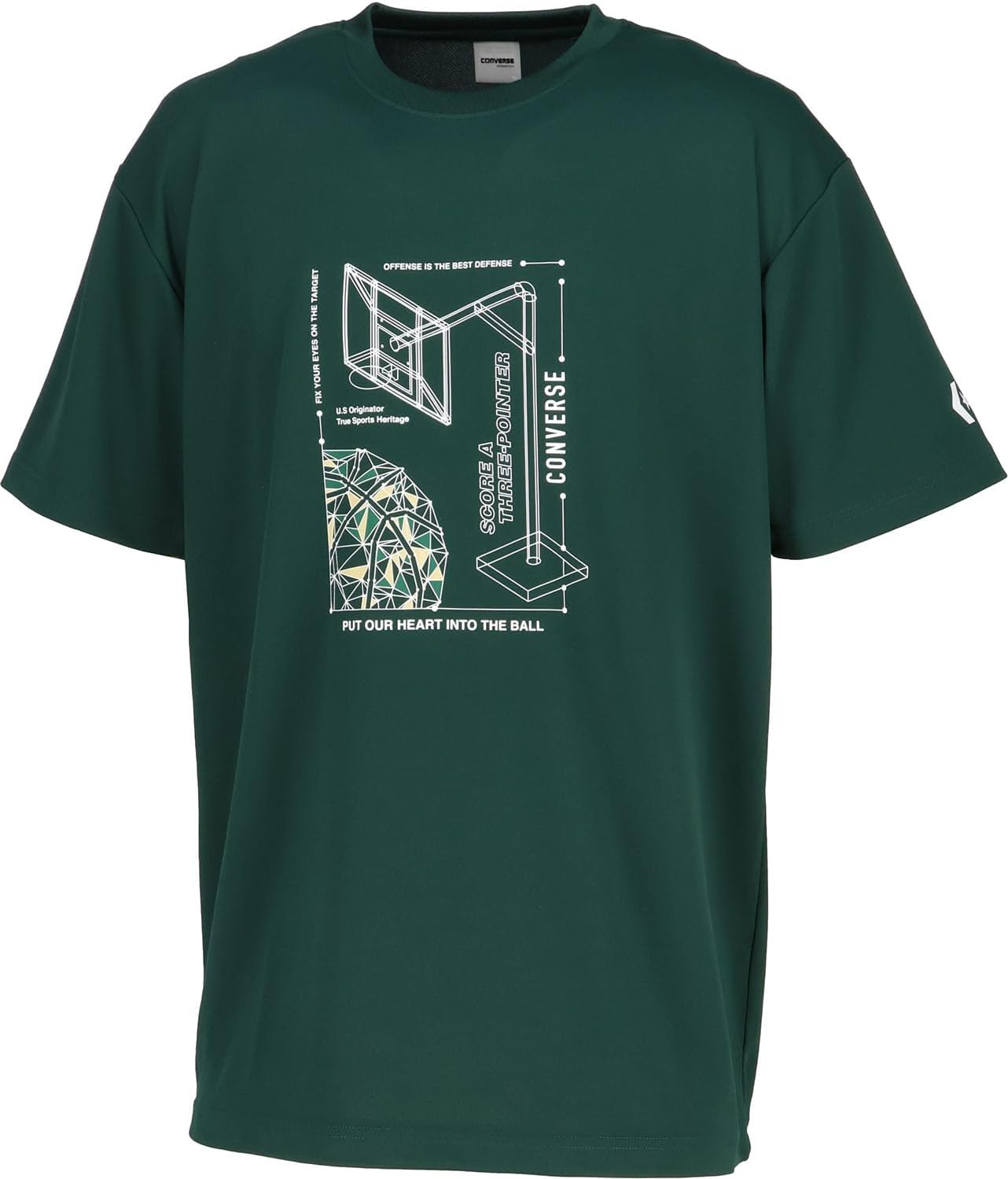 

Баскетбольная футболка Converse CB252361 с коротким рукавом и принтом, влагоотводящая, быстросохнущая, унисекс, зеленый