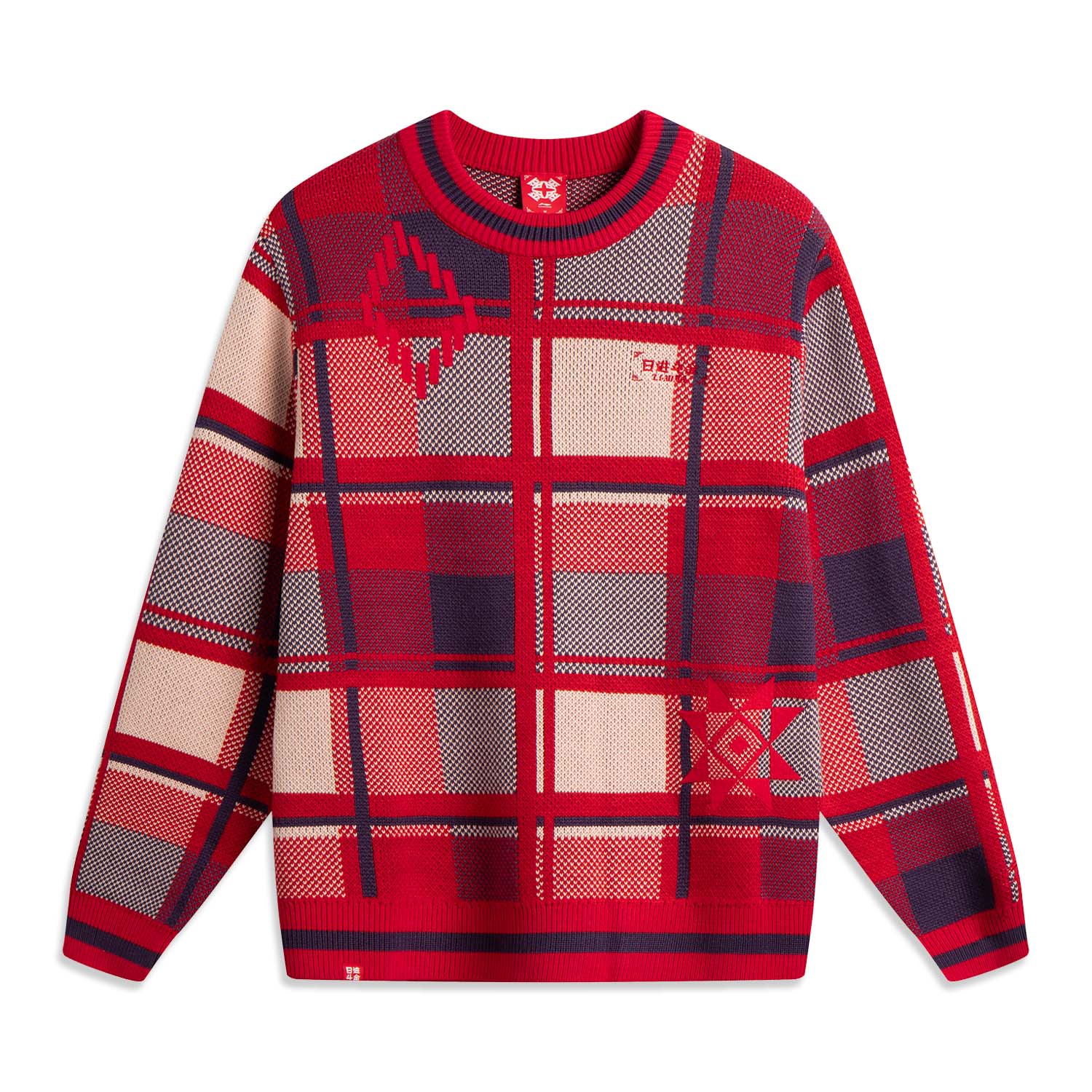 

LINING Rijin Doujin Collection вязаный свитер унисекс красный клетчатый