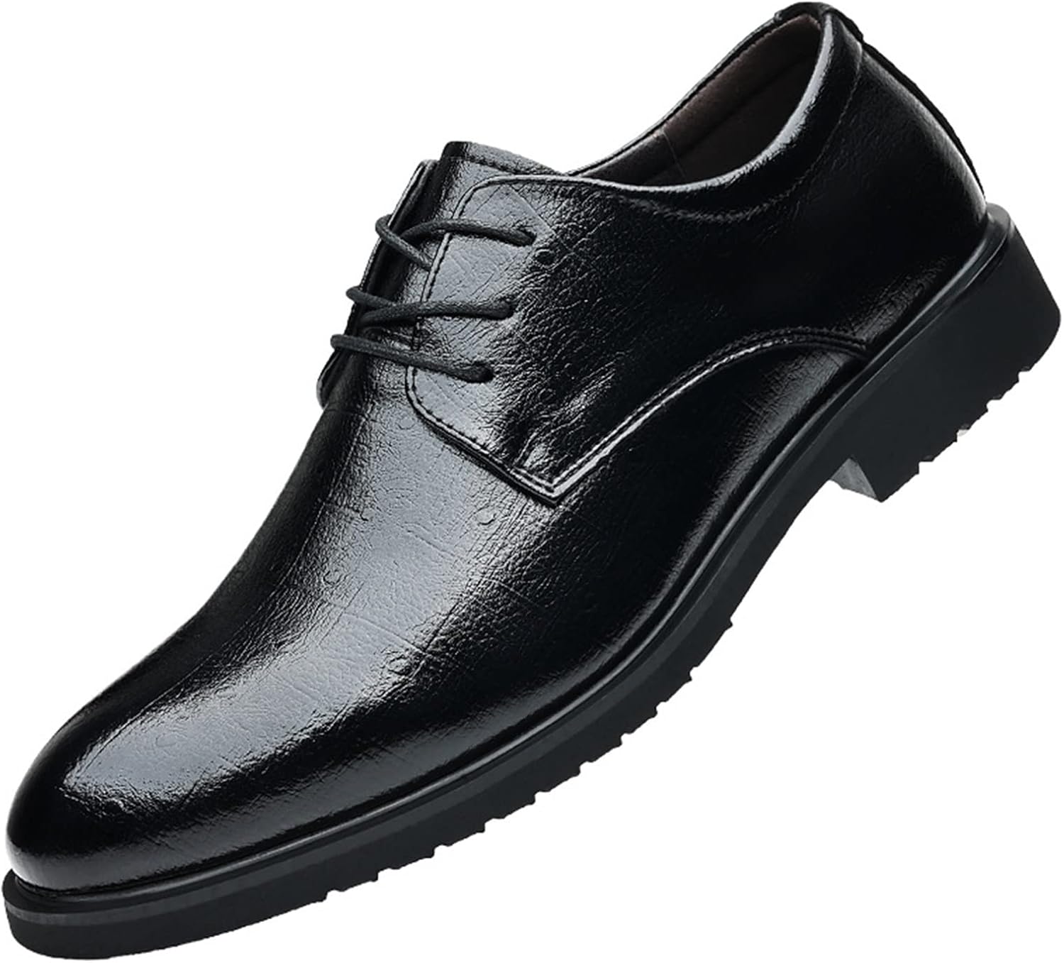 

Мужские туфли EVSER Oxford, дерби с круглым носком, шнуровкой, из веганской кожи, с нескользящей резиновой подошвой, низкий каблук, бизнес стиль (Цвет: черный, Размер: 6.5)