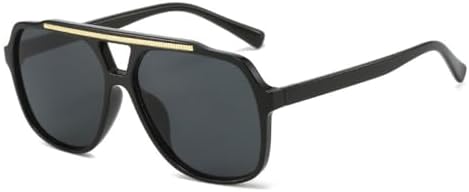 

Солнцезащитные очки с двойной перемычкой для женщин, квадратной формы, модные очки с прозрачными линзами с градиентом цвета "океан", солнцезащитные очки UV400 для мужчин MTZJH, Black Gray