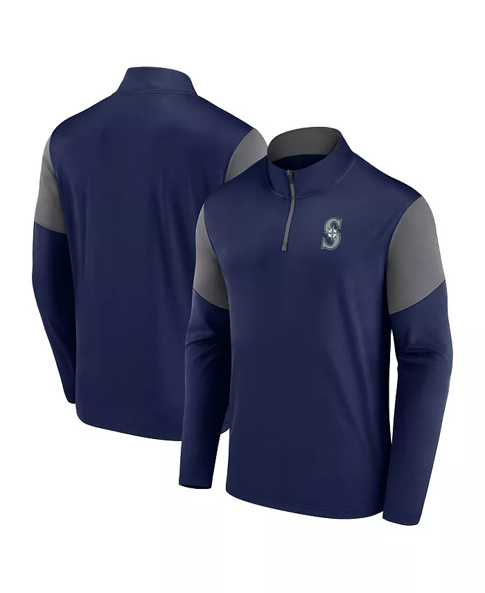 

Толстовка Men's Navy Seattle Mariners Logo Quarter-Zip Top Fanatics