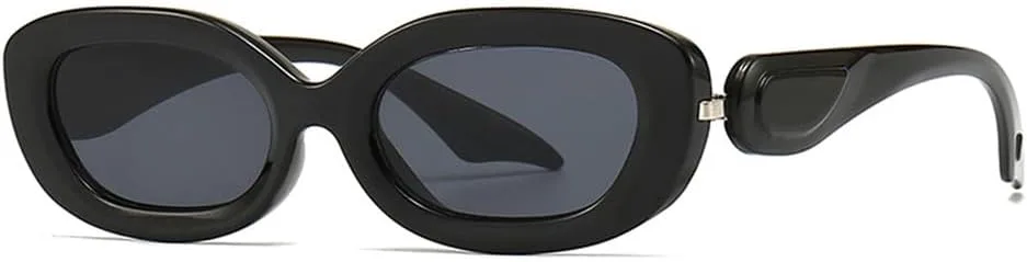 

Женские солнцезащитные очки в стиле ретро, ​​маленькие прямоугольные, винтажные, для женщин и мужчин, с защитой от УФ-излучения UV400 HCPIHF, Black Black