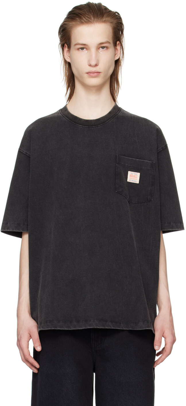 

Черная футболка с выцветшими узорами Solid Homme