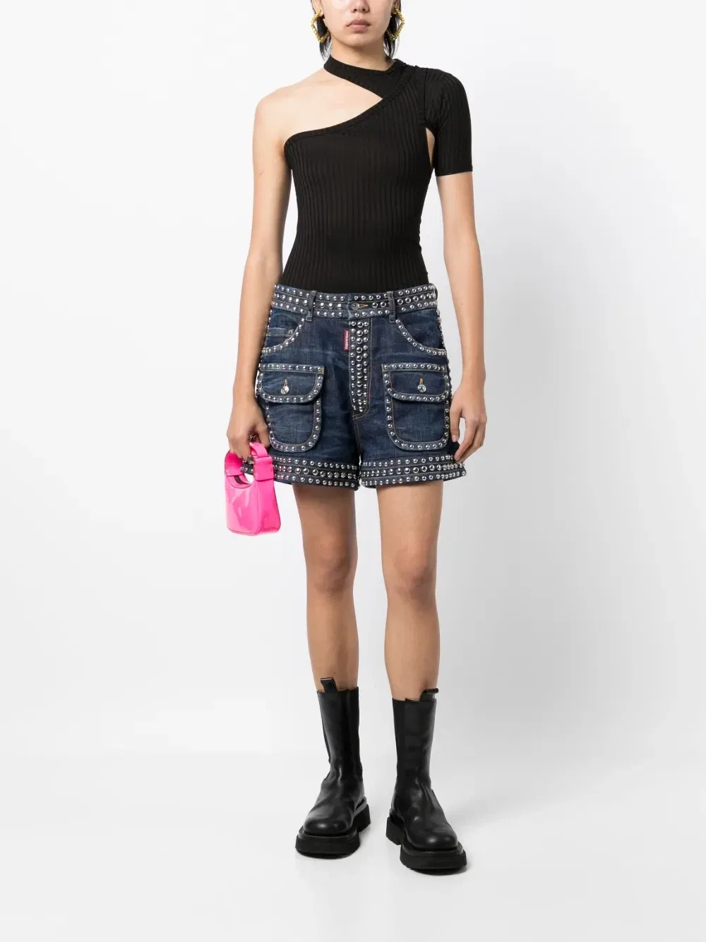 Джинсовые шорты с заклепками Dsquared2, синий — фото 2