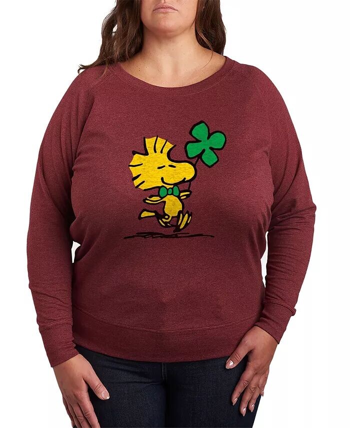 

Топ с круглым вырезом и принтом Peanuts Woodstock Clover размера плюс Hybrid Apparel, красный