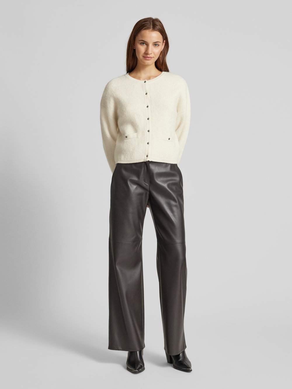 

Кардиган из смеси альпаки с планкой на пуговицах THE KOOPLES, экрю