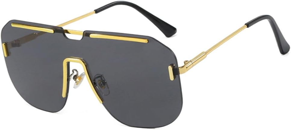 

Крупные солнцезащитные очки в широкой оправе без ободка для женщин, ретро-градиентные, модные металлические солнцезащитные очки для мужчин, защита от УФ-излучения UV400 KTUCN, Black