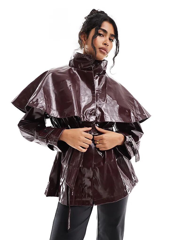 

Куртка-накидка из винила бордового цвета ASOS DESIGN