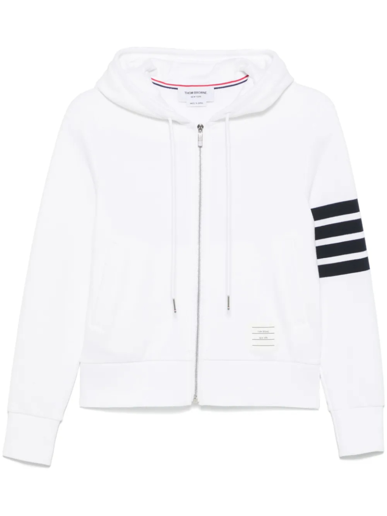 

Thom Browne худи на молнии с полосками 4-Bar, белый