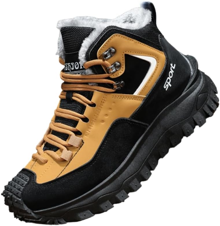 

Мужские зимние спортивные ботинки большого размера с высоким берцем - утепленные, противоскользящие, износостойкие повседневные снежные ботинки Spkfhd, хаки