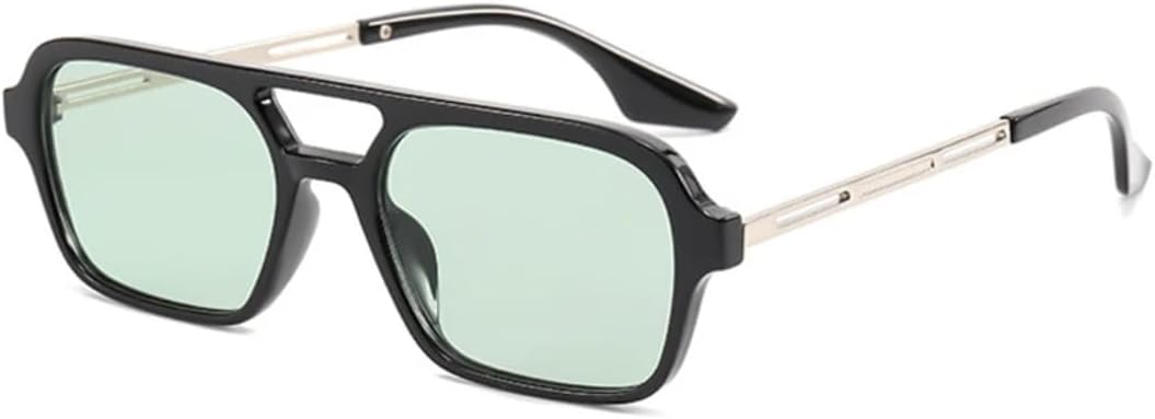 

Ретро солнцезащитные очки с двойной перемычкой для женщин, модные, с прозрачными линзами цвета океана, защита от УФ-излучения UV400; мужские модные, с металлическими полыми линзами UUPTTPL, Black Green